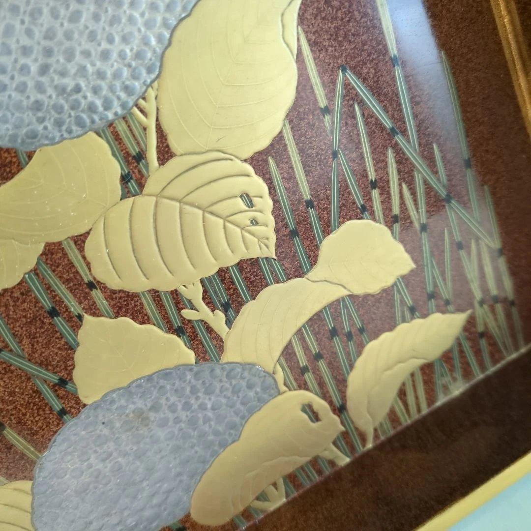 骨董　硯箱　蒔絵　紫陽花　大小　2枚組　木箱　木製　漆器