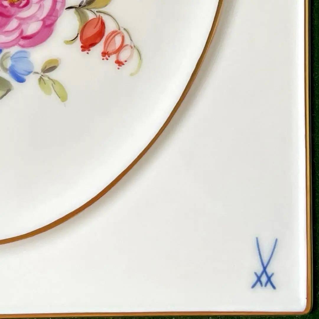 ＊額装五つ花プレート＊額３４cm×３１cm・画１８cm×１５cm・Meissen