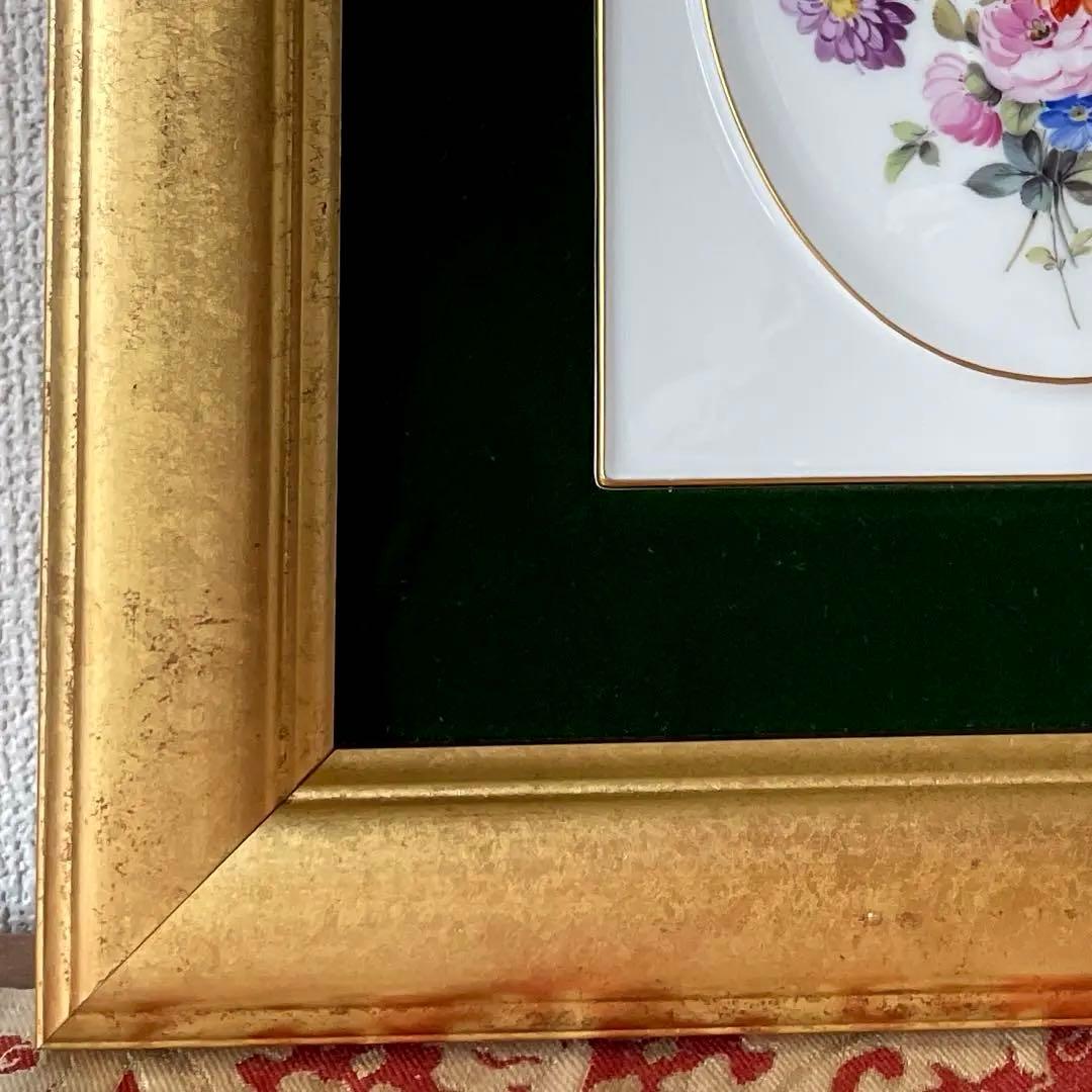 ＊額装五つ花プレート＊額３４cm×３１cm・画１８cm×１５cm・Meissen