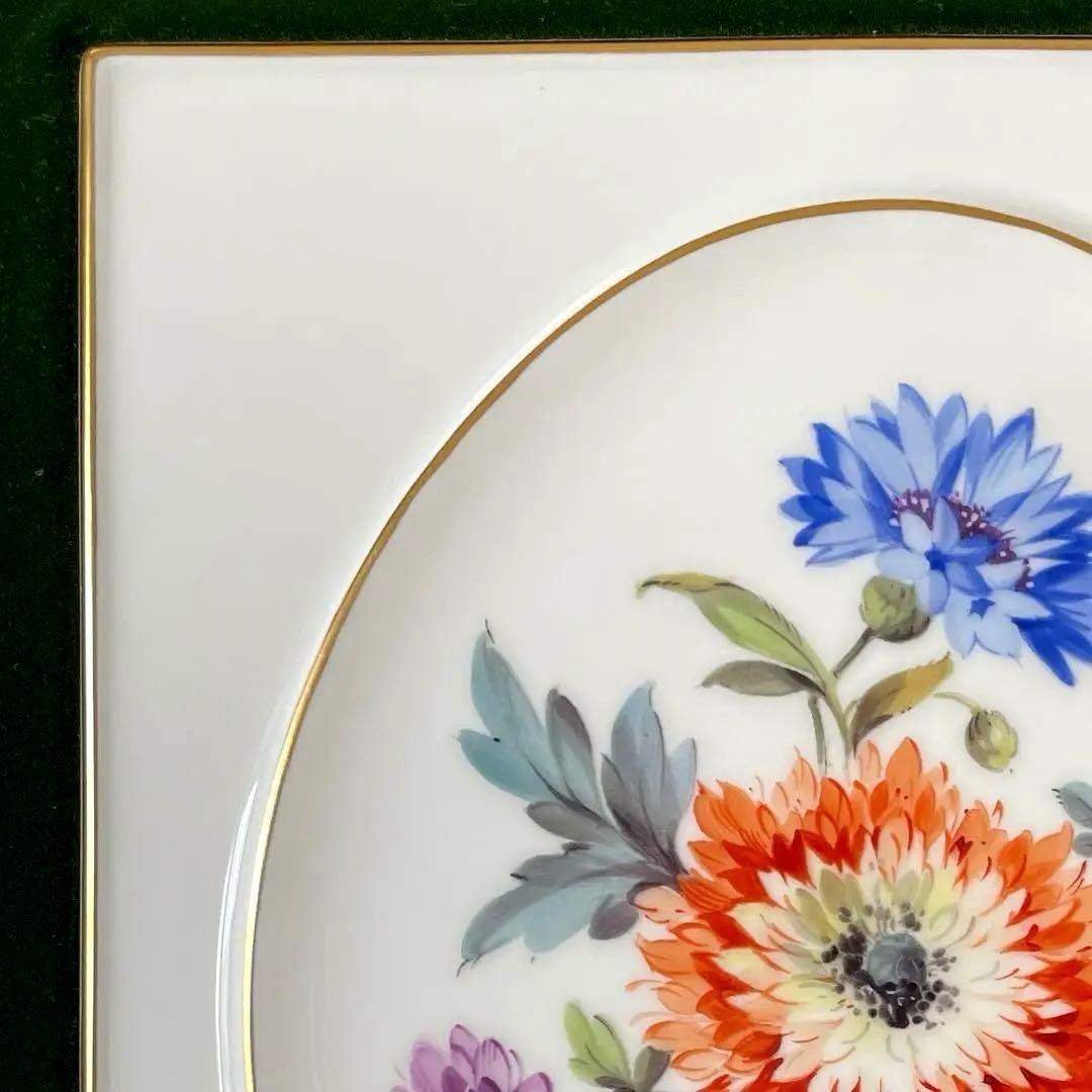 ＊額装五つ花プレート＊額３４cm×３１cm・画１８cm×１５cm・Meissen