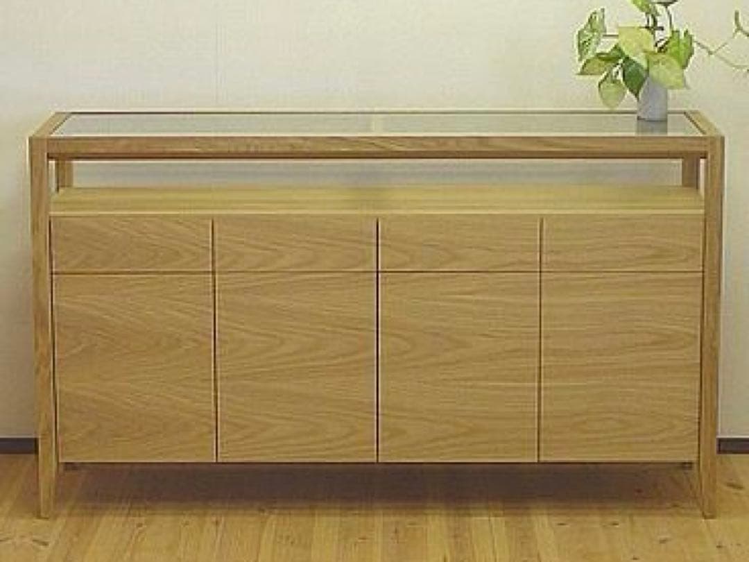 ガラストップリビングボード オーク/ 140ｃｍ / サイドボード