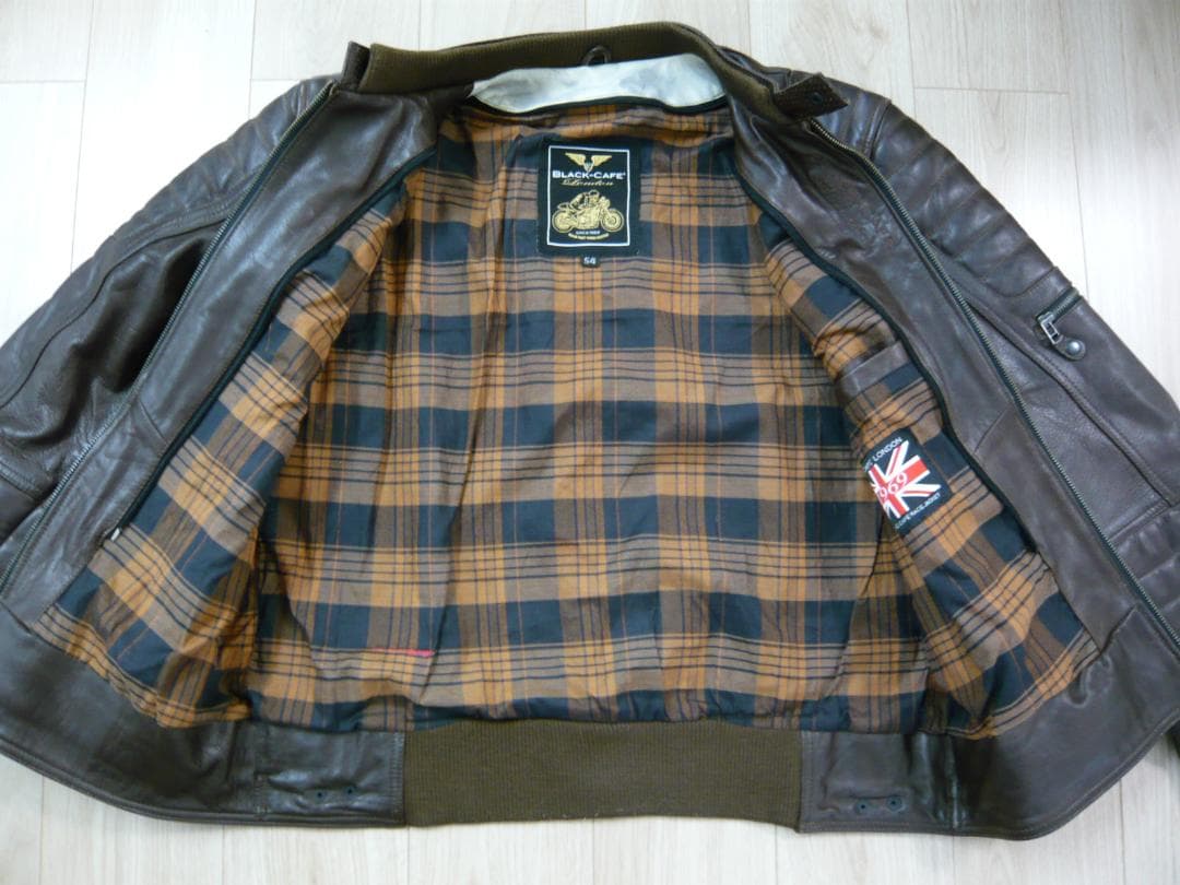 BLACK CAFE LONDON XL 3Lレザー ライダース ジャケット