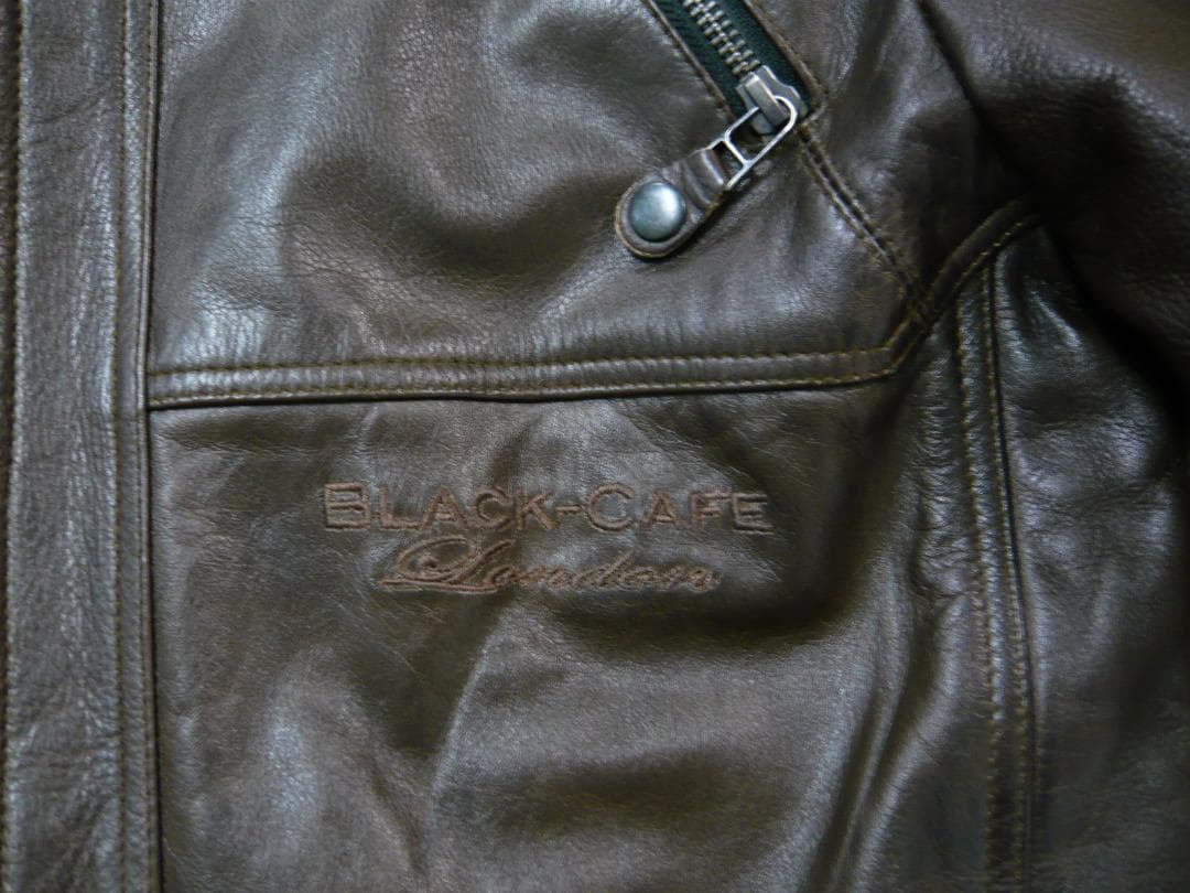 BLACK CAFE LONDON XL 3Lレザー ライダース ジャケット
