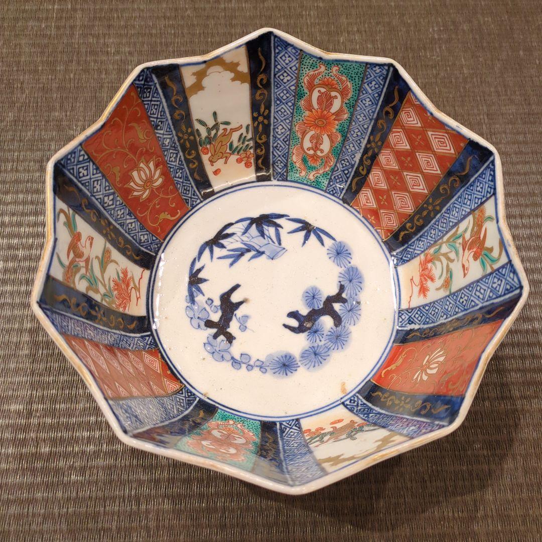 古伊万里焼 色絵 金彩 鉢 盛鉢 十角
