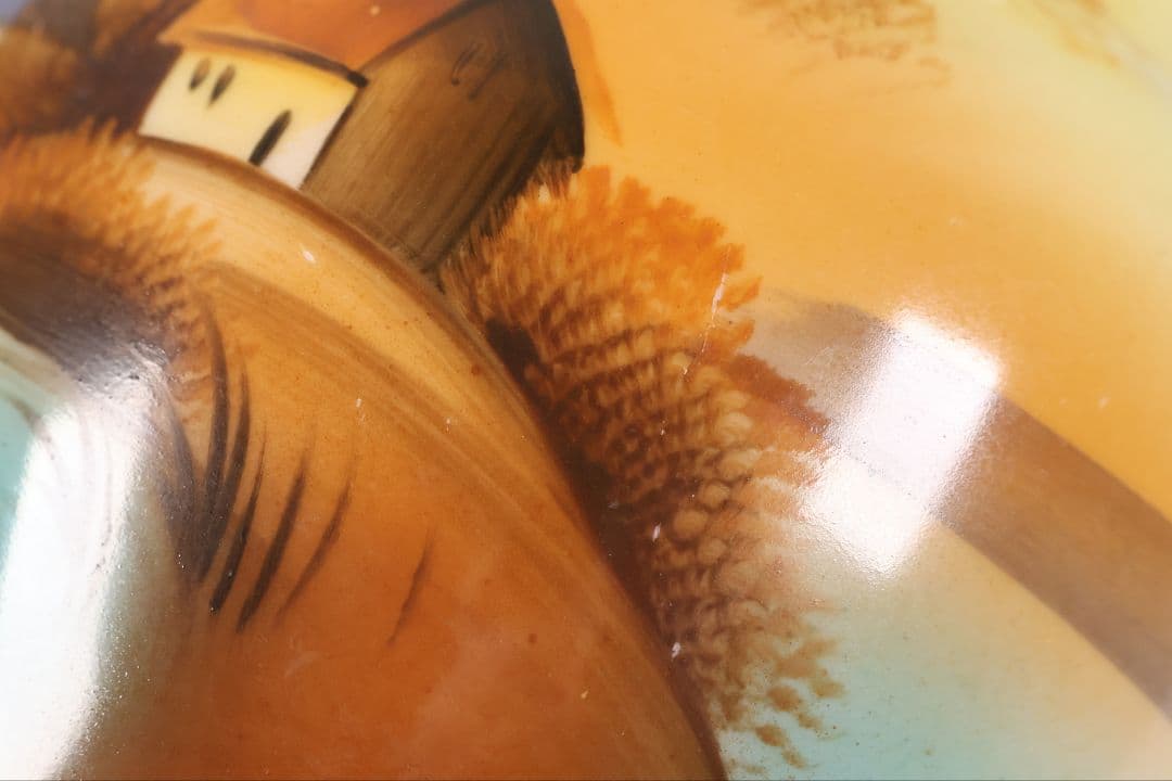 【CM304】オールドノリタケ 湖畔の風景 花瓶 高21cm 夕焼け 花入 花器