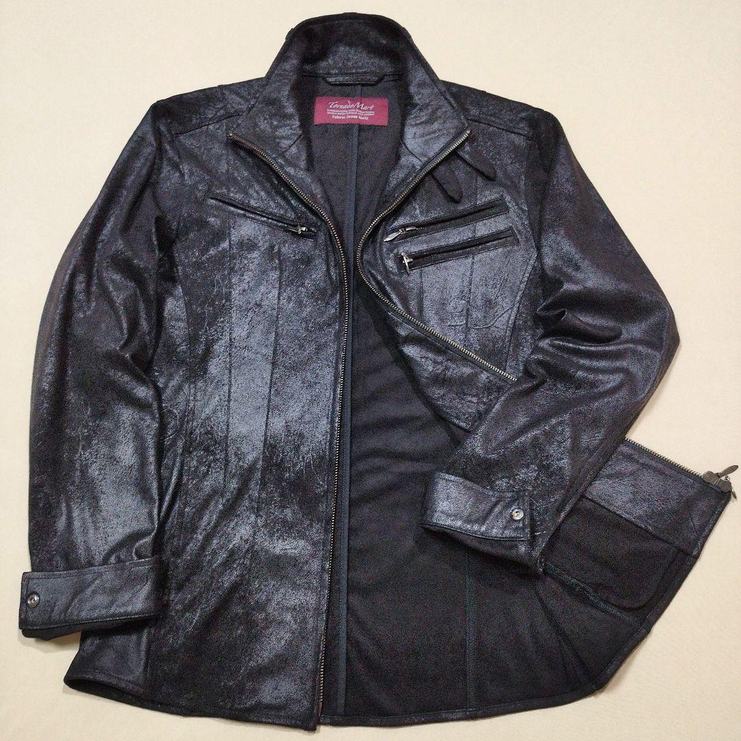 トルネードマート　マイクロフェイクスエードライダースジャケット　ムラ加工　黒　L