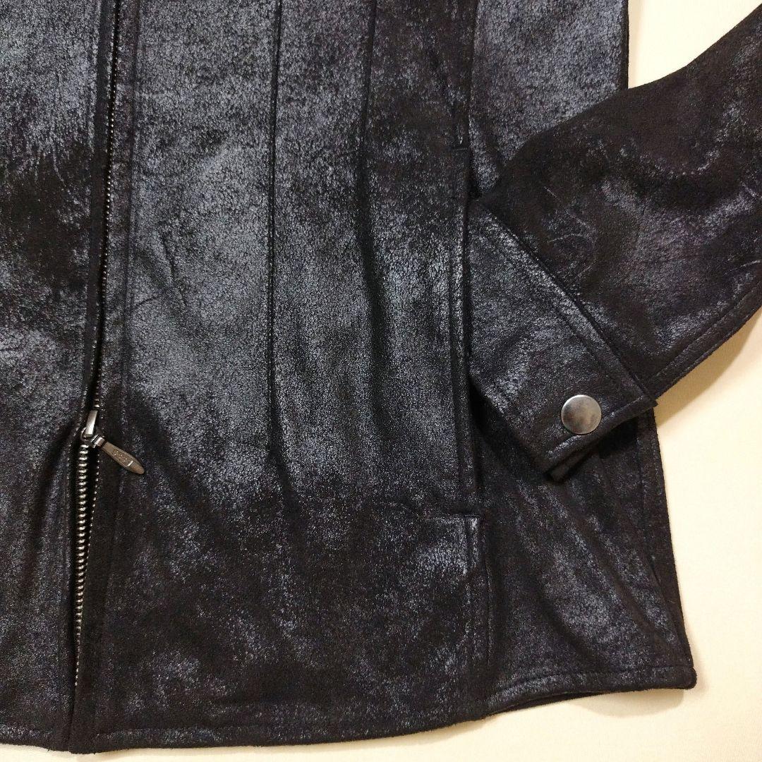 トルネードマート　マイクロフェイクスエードライダースジャケット　ムラ加工　黒　L
