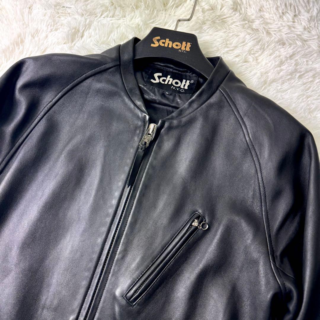 美品/希少✨schott ライダースジャケット　シングル　羊革　ブラック　XL
