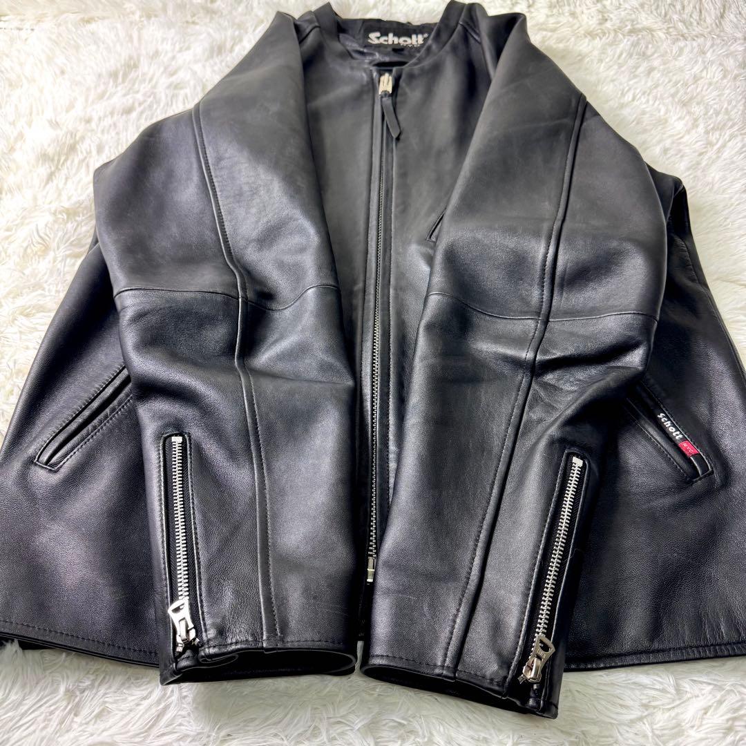 美品/希少✨schott ライダースジャケット　シングル　羊革　ブラック　XL