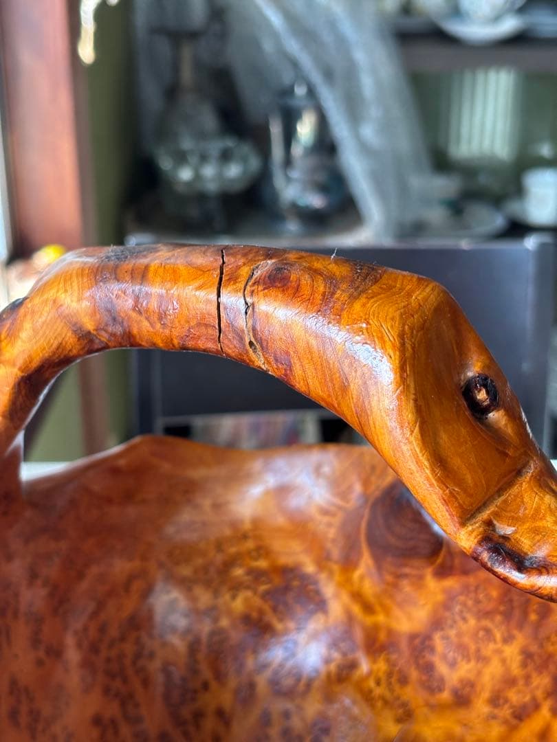 ヴィンテージ　天然木　くり抜き　カゴ　切り株 バスケット カゴ 職人　工芸品　大