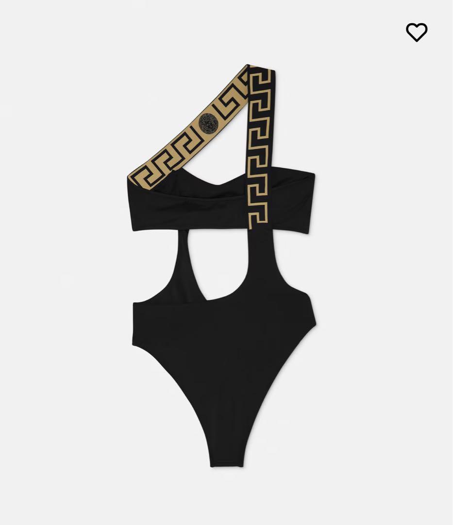 Versace 2号 グレカ ボーダー ワンピース 水着 ヴェルサーチ