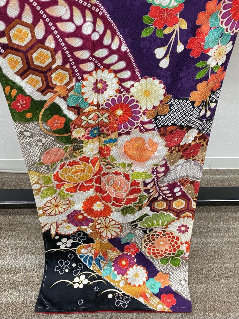 振袖 豪華 金彩 紋意匠 牡丹 身丈166cm 躾糸付き