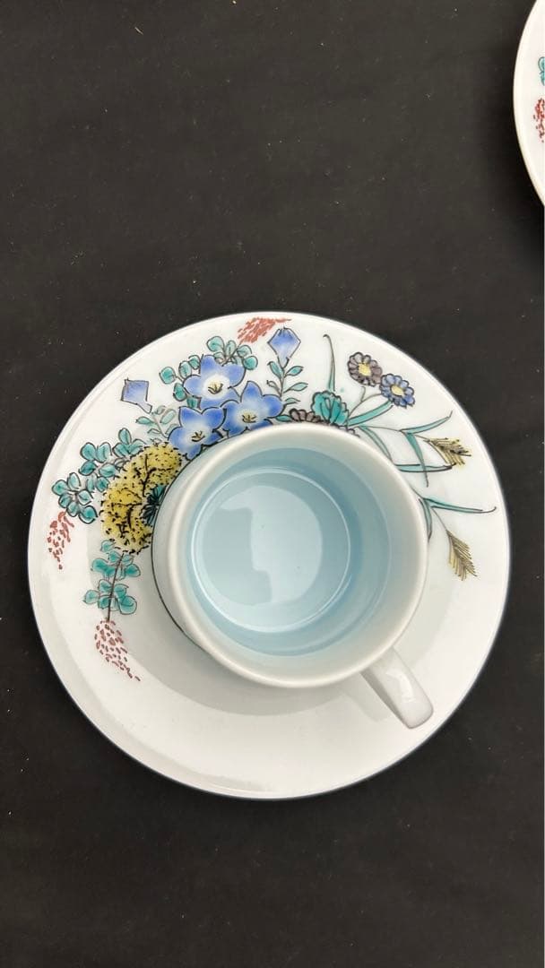 九谷焼　堀江青光　珈琲盌　カップ＆ソーサー ペア　栞共箱付き