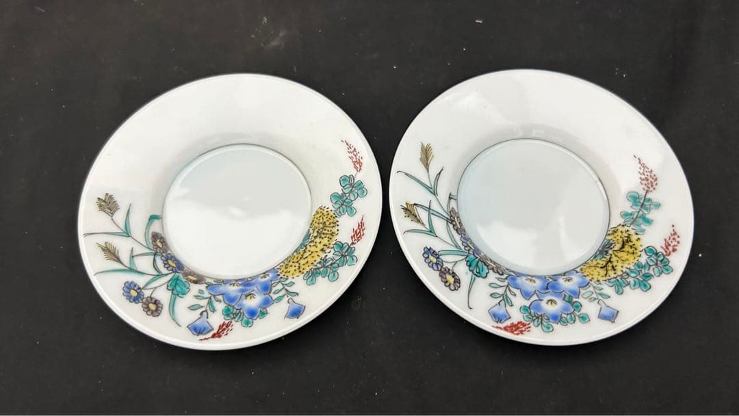 九谷焼　堀江青光　珈琲盌　カップ＆ソーサー ペア　栞共箱付き