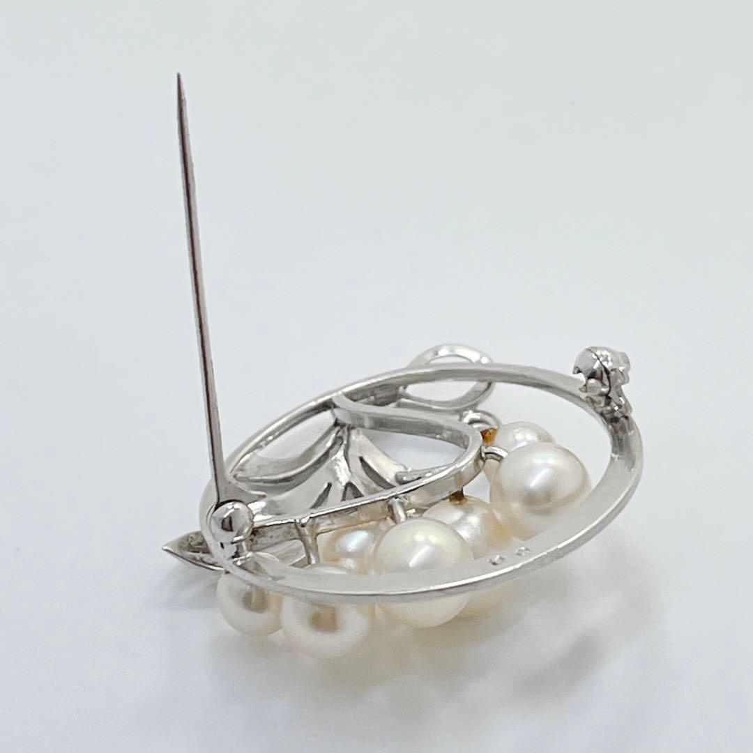 美品✨MIKIMOTO ミキモト パール　ブローチ　フラワー　リーフ　サークル