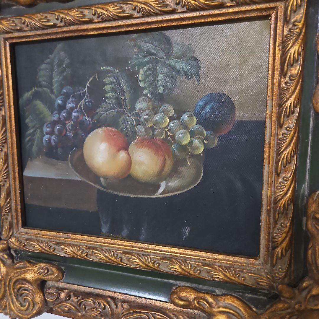 果物の静物画 金色フレーム付き肉筆です作者不明
