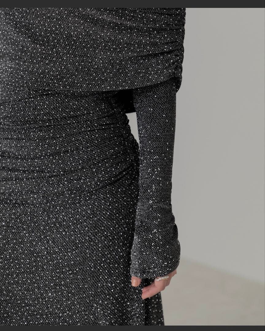 LEJAストーンオフショルダーアームカバー付2WAYマーメイドワンピースドレス