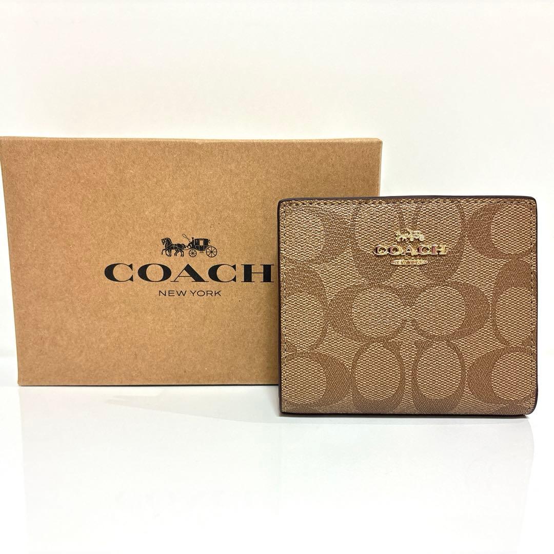 ✨新品未使用✨COACH コーチ 二つ折り 財布 ブラウン