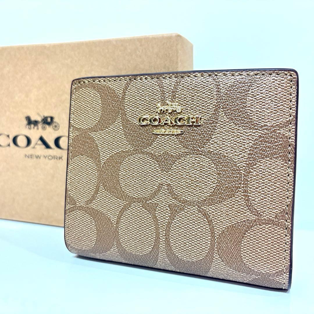 ✨新品未使用✨COACH コーチ 二つ折り 財布 ブラウン