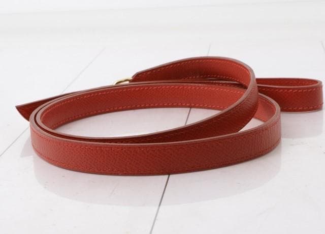 新品 エルメス ドッグリード エプソン Ｆ刻印 色:ROUGE-ルージュ 赤