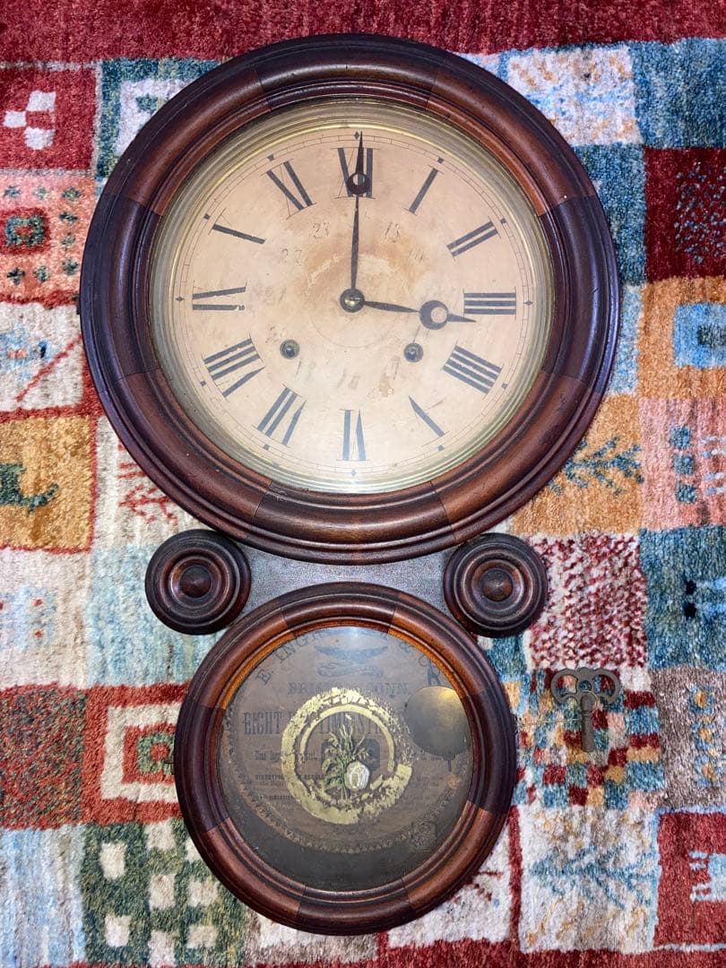 1800年代　イングラハム　四ツ丸　ダルマ　柱時計　振り子時計