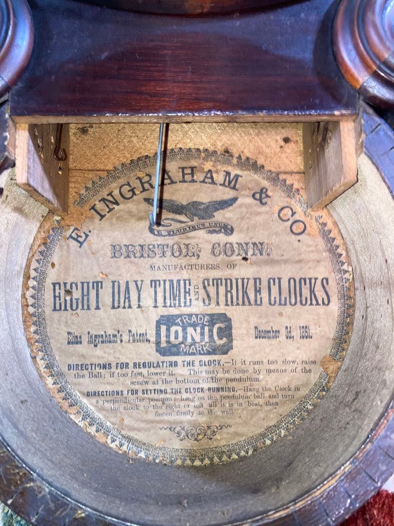 1800年代　イングラハム　四ツ丸　ダルマ　柱時計　振り子時計