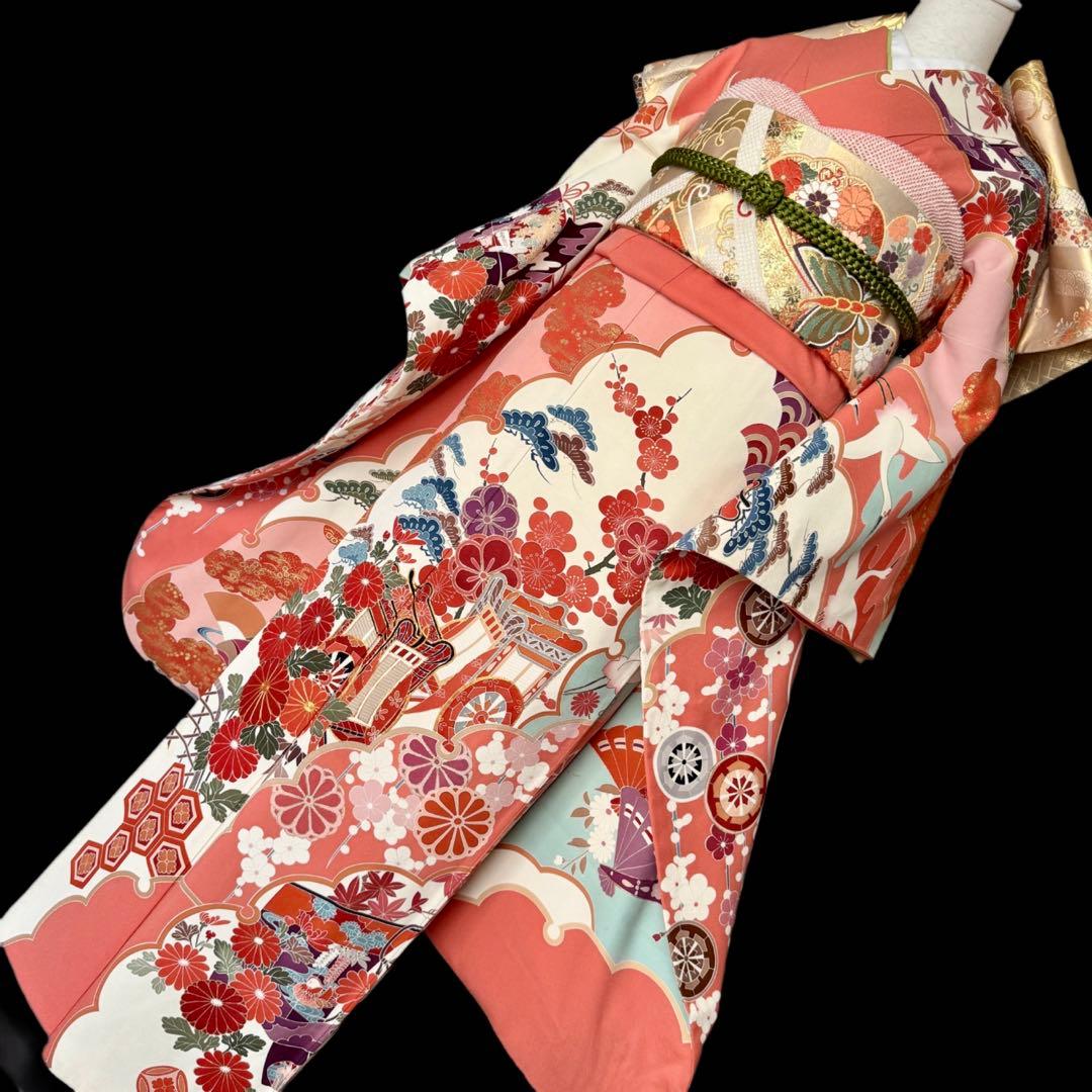 上質　振袖フルセット　手挿し友禅　古典柄　トールサイズ　168cmまで