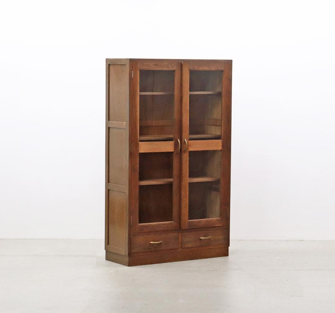 ※いのうえ レトロ オーク材 本箱 食器棚 書庫 戸棚 収納 キャビネット