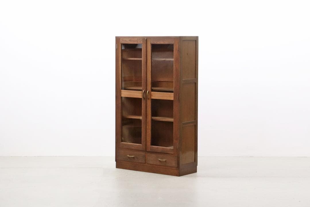 ※いのうえ レトロ オーク材 本箱 食器棚 書庫 戸棚 収納 キャビネット