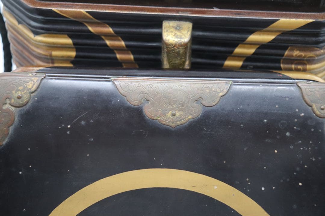 明治期　輪島塗　兜箱　蒔絵　木製　送料込み250510