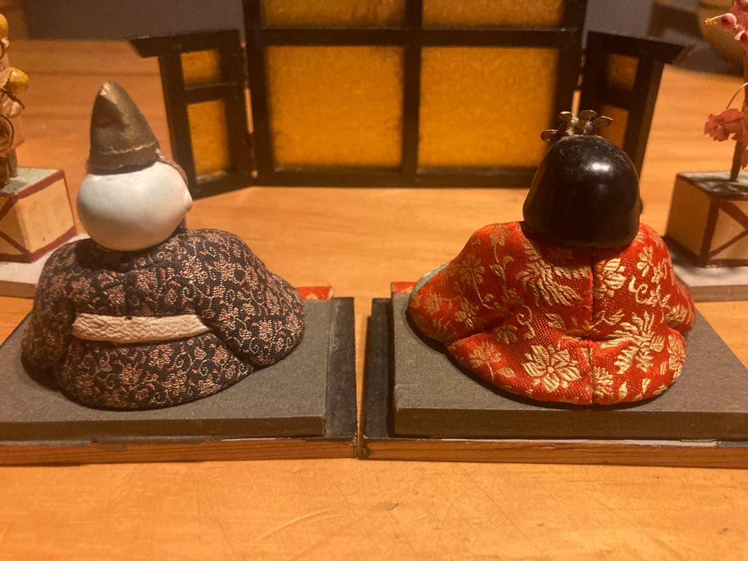 アンティーク小さい木目込み雛人形