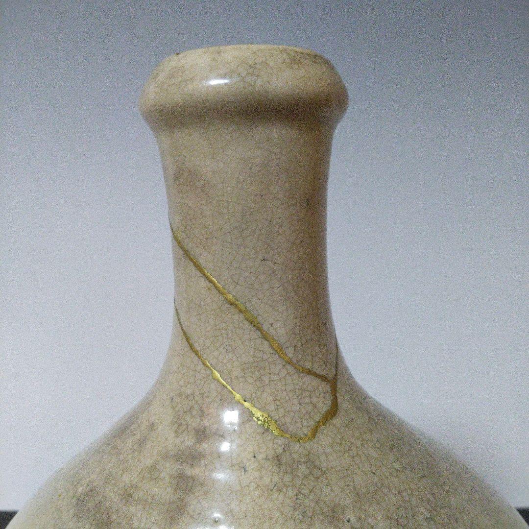 NO610 相馬焼　古相馬　徳利　馬絵　文字入り　補修アリ