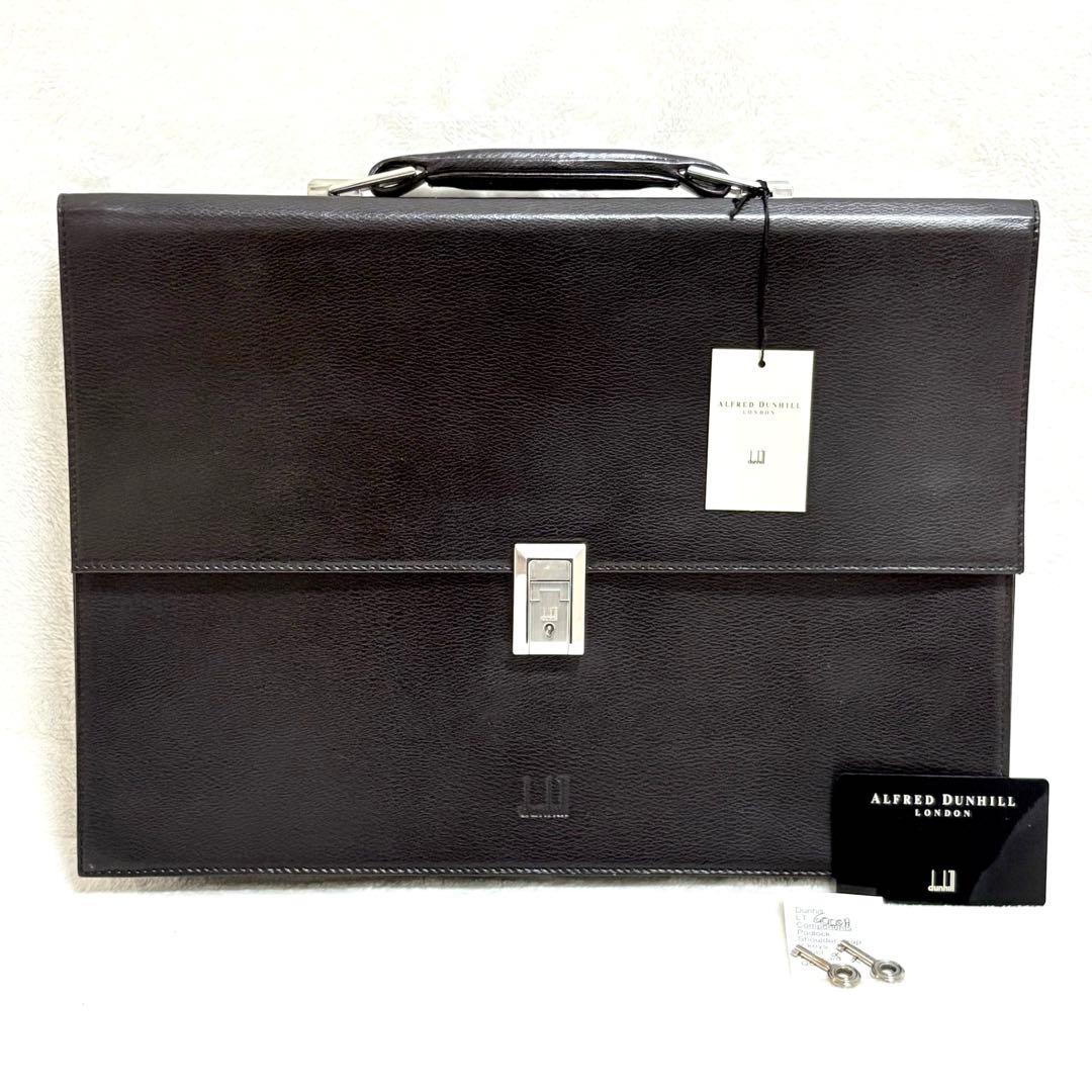 ◆未使用保管品◆ダンヒル ビジネスバッグ 黒 ブリーフケース レザー