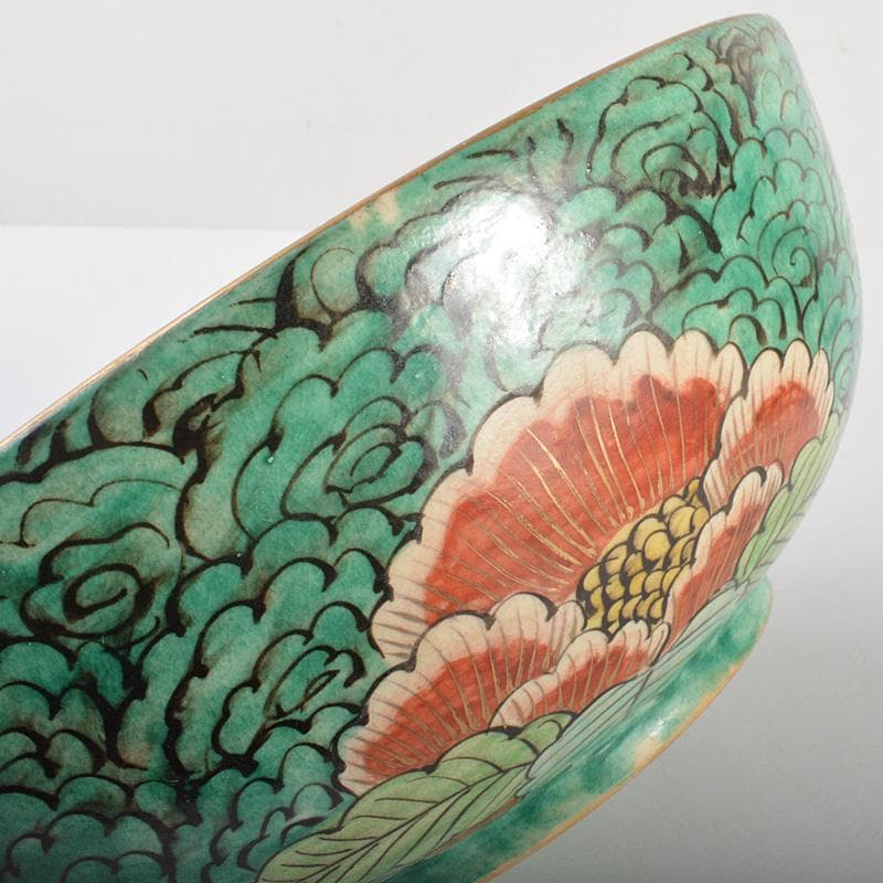 えびいち　庄三造　赤絵　花鶴人物文　菓子器　鉢　時代箱付　V　R6788F