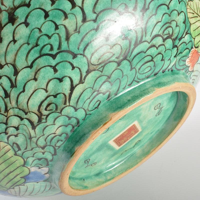 えびいち　庄三造　赤絵　花鶴人物文　菓子器　鉢　時代箱付　V　R6788F