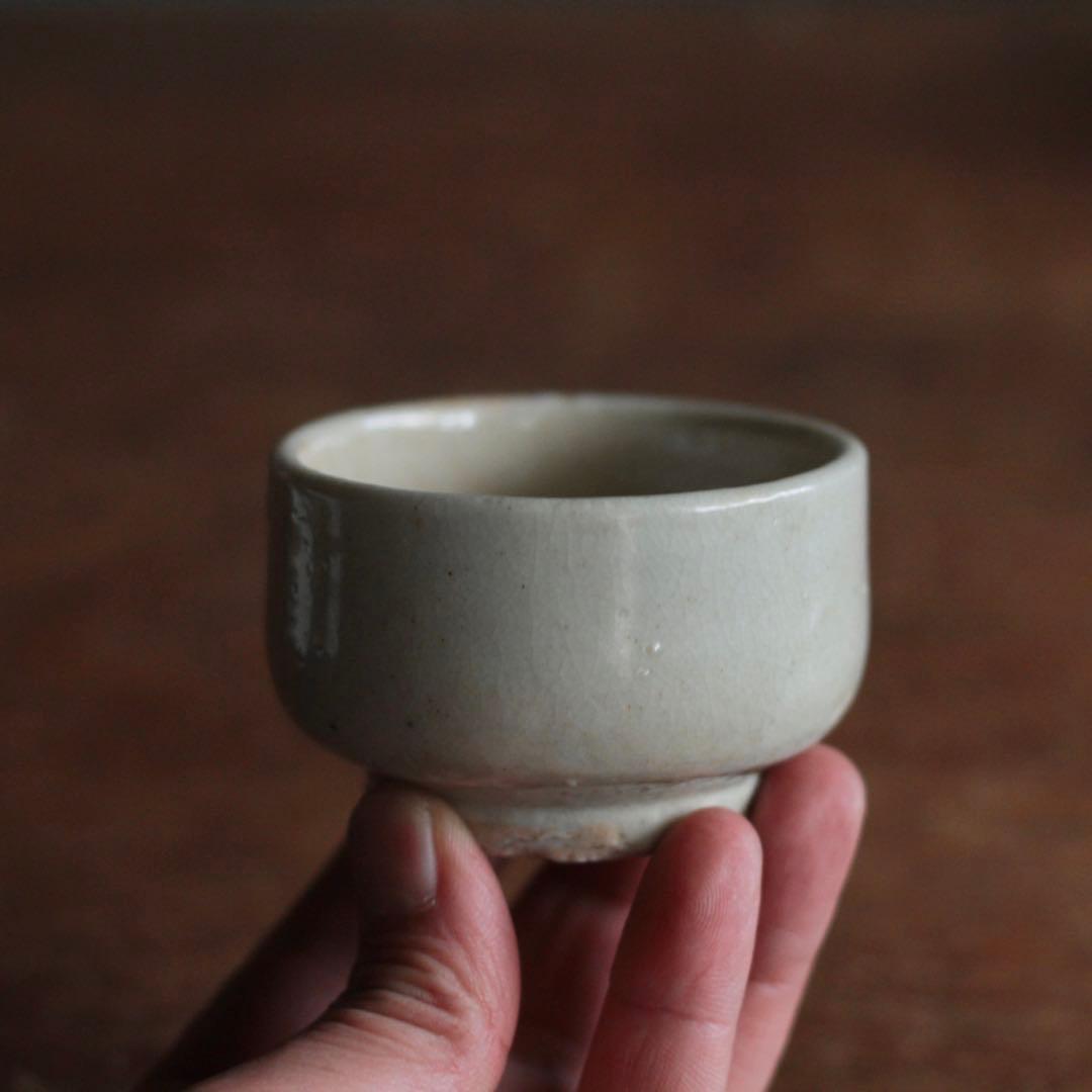 李朝 白磁 半筒 盃 ぐい呑み 古美術 古道具 アンティーク