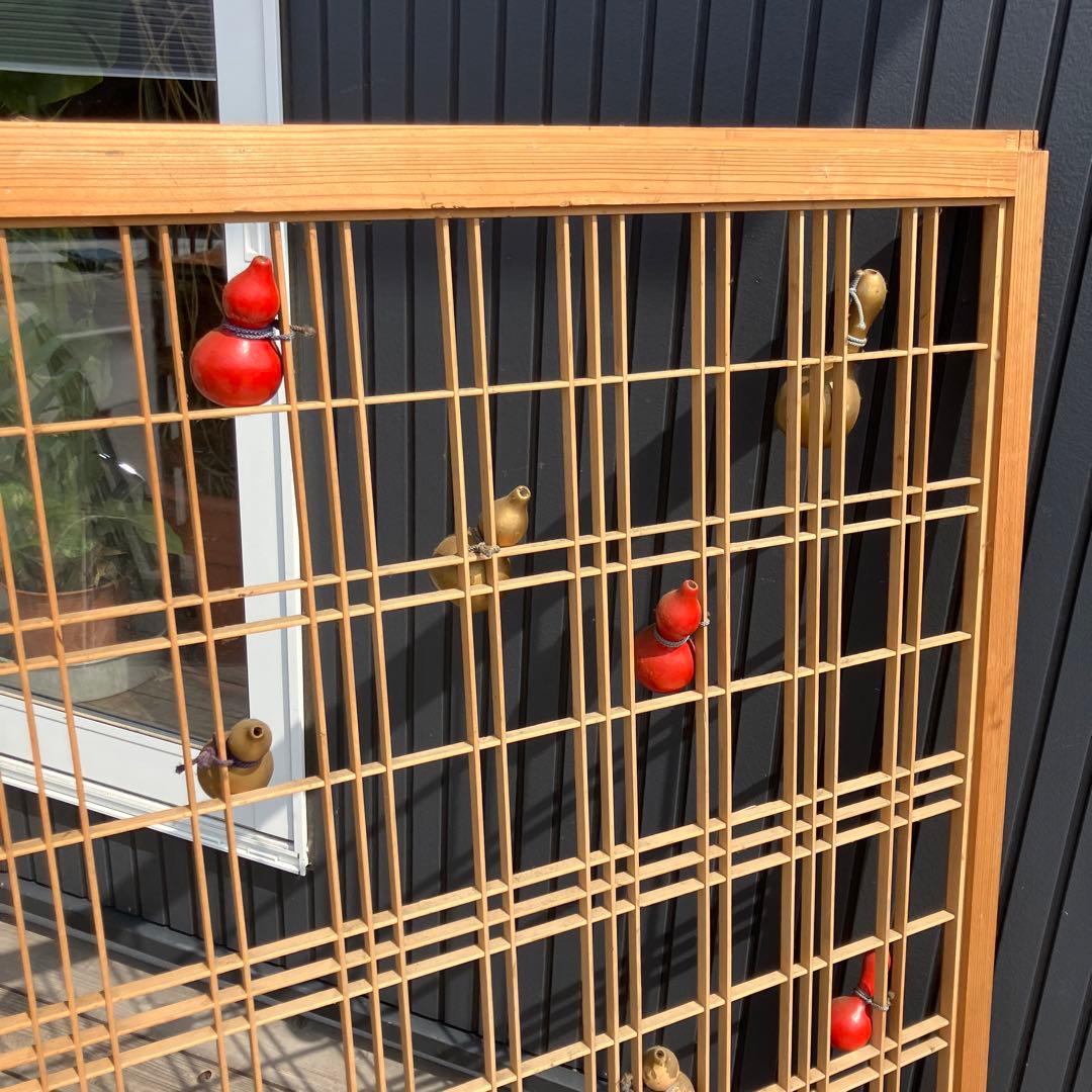 アンティーク建具 組子細工格子 透かし建具 襖 骨董品 欄間 みやび格子 瓢箪