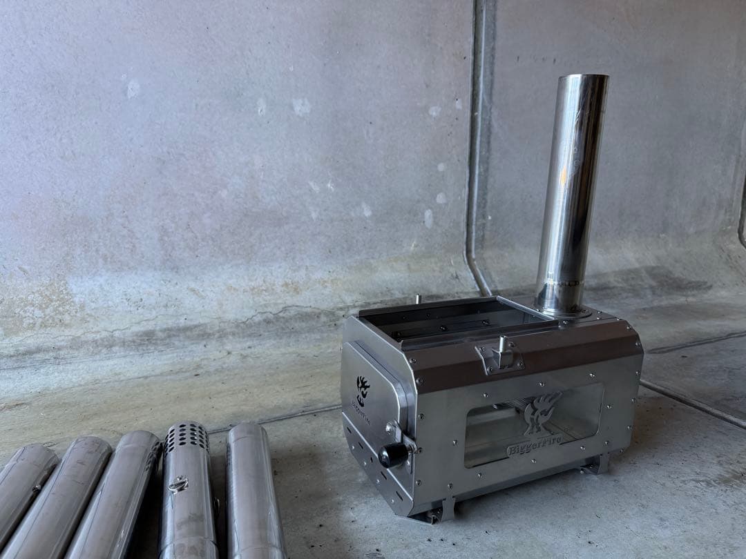 薪ストーブ ステンレス製 グリル付き　ガラス付き