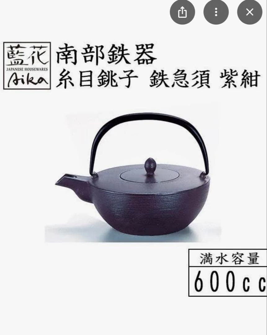 南部鉄器 鉄急須 紫紺 600cc 茶こし付き