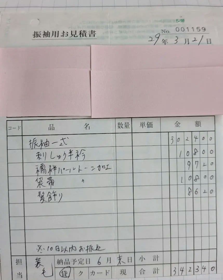 華やかでかわいい花柄 クリームピンクの振袖と小物フルセット バック 草履 髪飾り