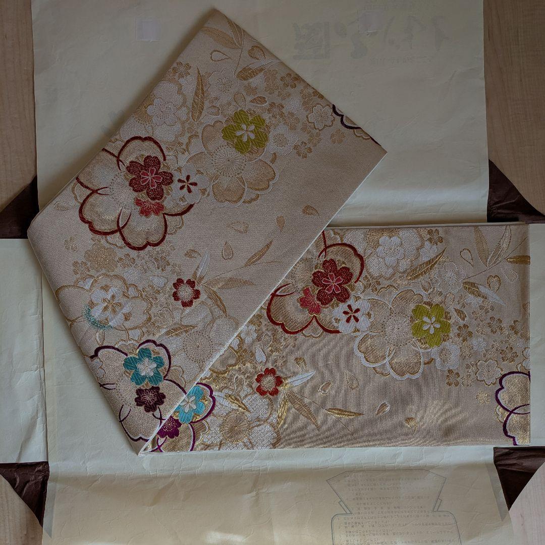 華やかでかわいい花柄 クリームピンクの振袖と小物フルセット バック 草履 髪飾り