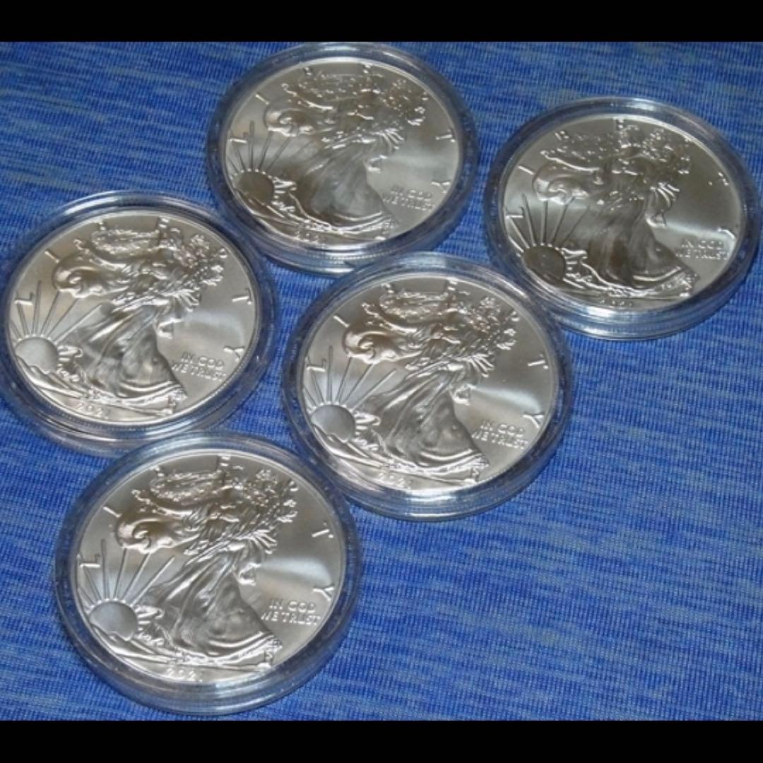 イーグル 銀貨 2020年 2021年 1オンス 5枚 合計5オンス ケース入り