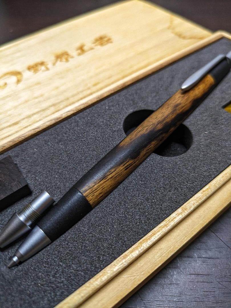 野原工芸特上黒柿　旧型　固定式口金　艶消しシルバー　美品　お値下げ交渉可能