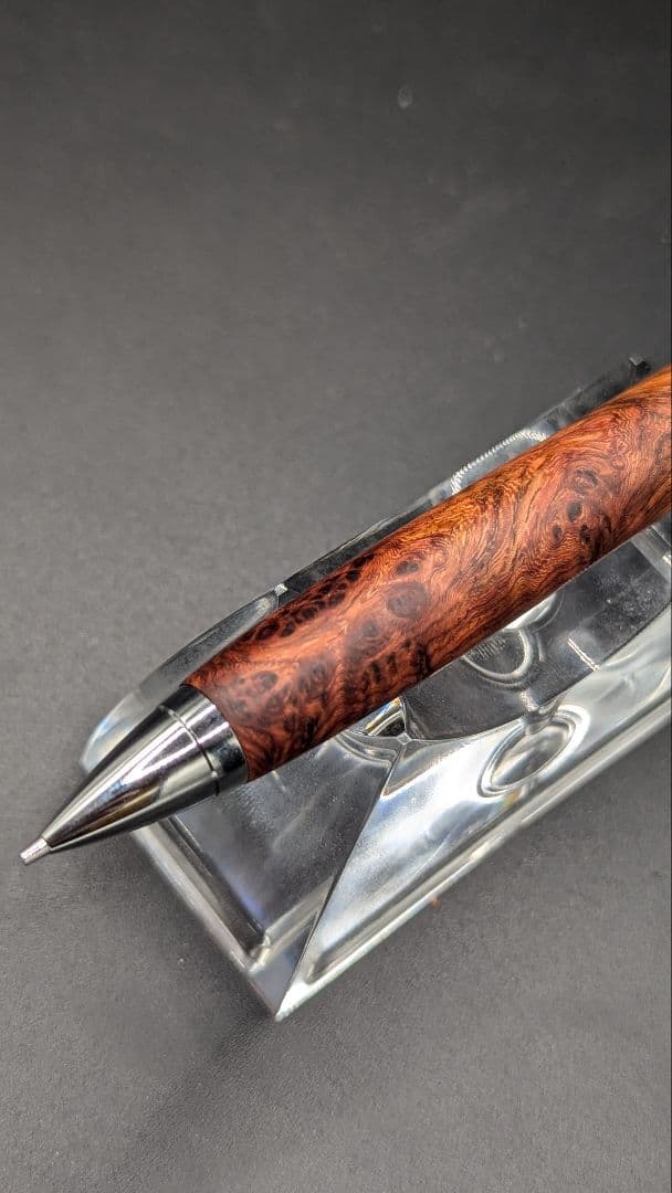 209ペン工房翌檜　サイアミーズローズウッド　瘤杢　木軸シャーペン　ボールペン