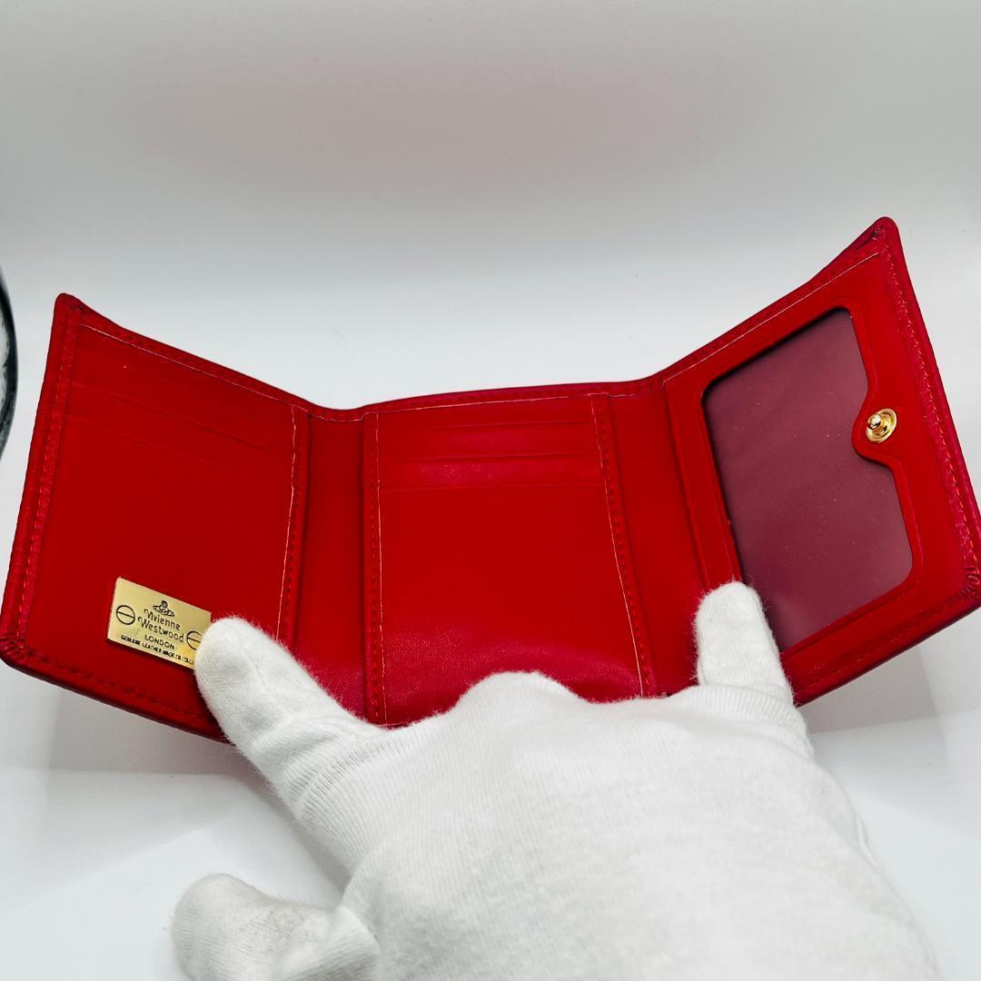 Vivienne Westwood 特価 がま口 型押し定番 折財布 赤レッド