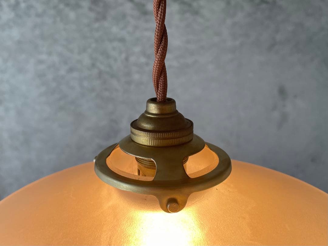 59. 40’s フランスアンティーク　古民家 ガラスシェードペンダントランプ