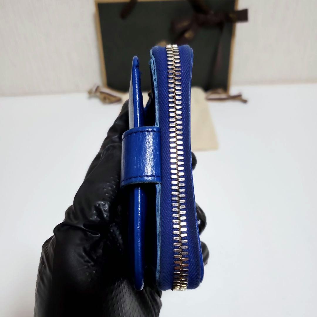 週末限定完売品　イルビゾンテ　二つ折り財布　ロイヤルブルー　ゴールド　牛革レザー