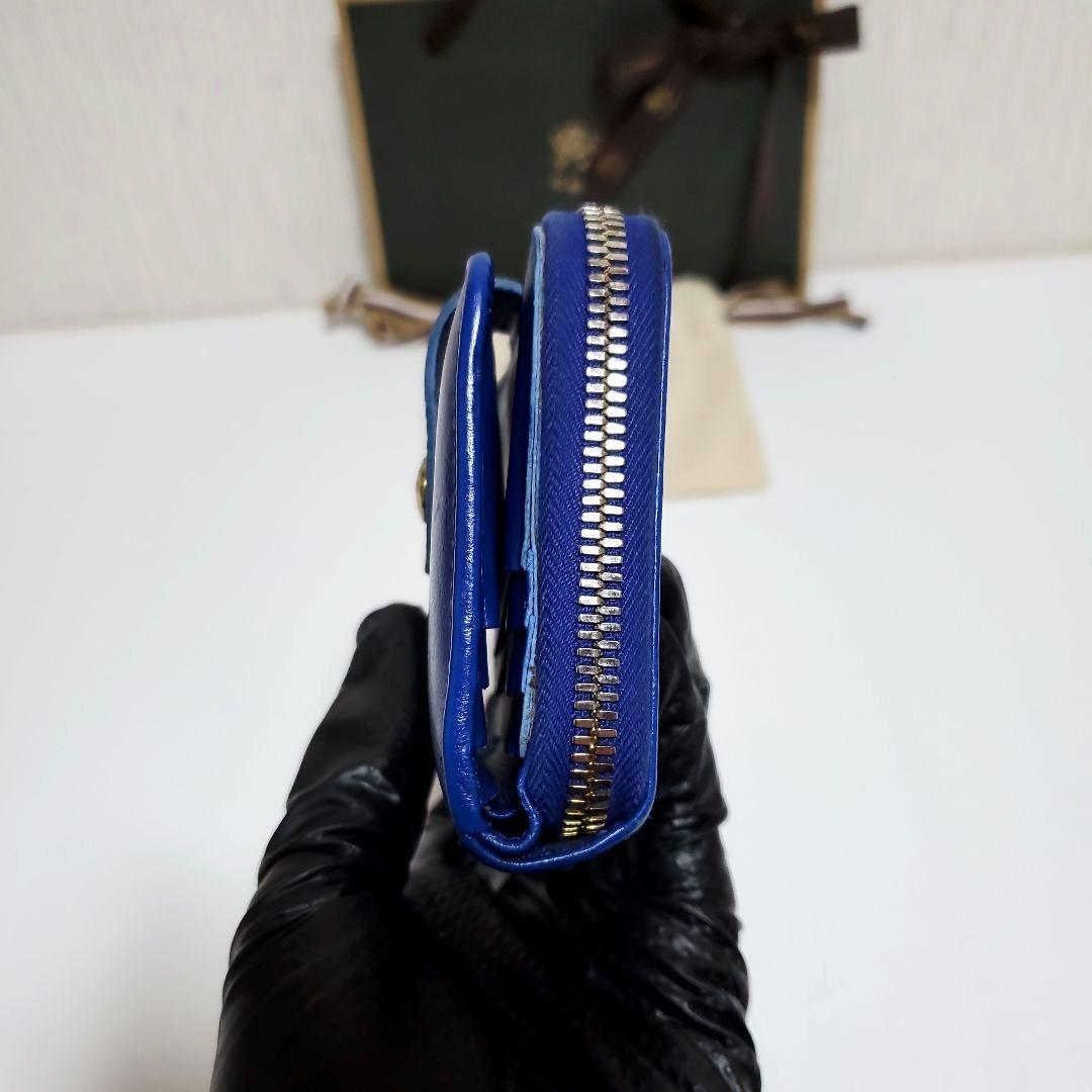 週末限定完売品　イルビゾンテ　二つ折り財布　ロイヤルブルー　ゴールド　牛革レザー