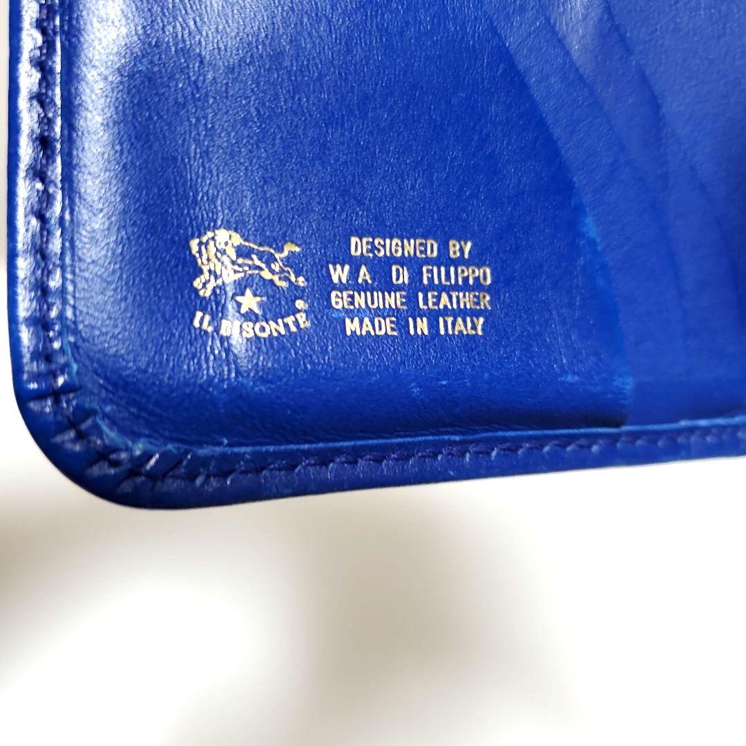週末限定完売品　イルビゾンテ　二つ折り財布　ロイヤルブルー　ゴールド　牛革レザー