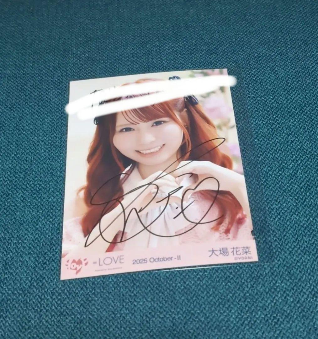む*様 =LOVE　生写真　直筆サイン・コメント入り　ピンクニット衣装　大場花菜